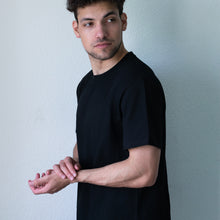 Load image into Gallery viewer, Black Hemp T-Shirt Side View
